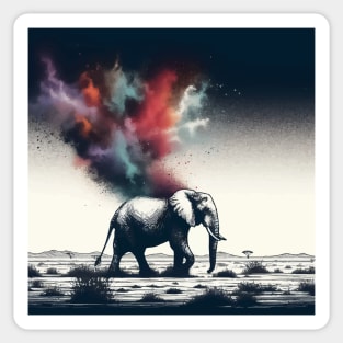 Monochromatic Elephant With Colorful Splash Sticker